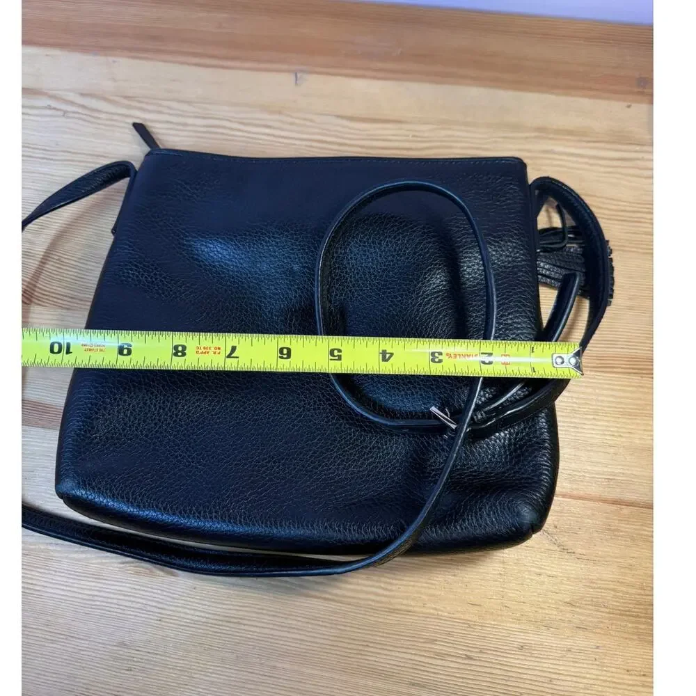 Kate Spade New York Black Pebbled Leather Crossbody Bag Tassel Zip Pocket